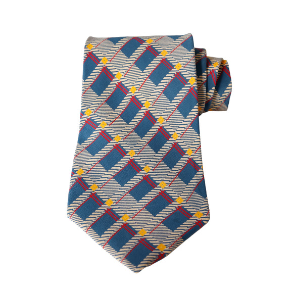 Vintage Dunhill Silk Argyle Striped Tie Luxury Wedding Preppy Business Corporate - Picture 2 of 15